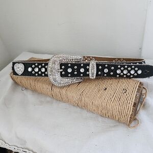 Studded Black Belt with Silver Accents